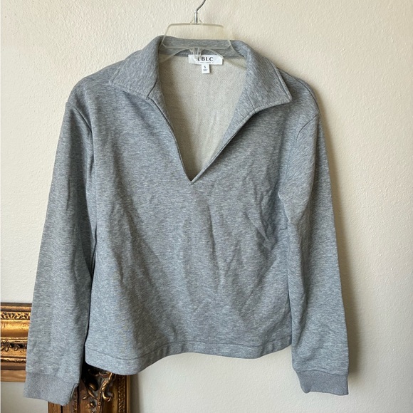LBLC The Label Women's Tamara V-Neck Sweatshirt in Heather Grey Size S Lounge - Picture 2 of 7